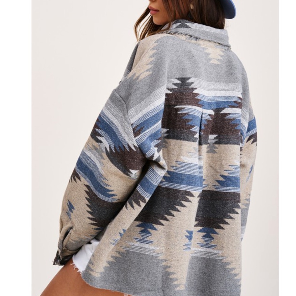 Last 1  L then sold out New Bohemian Aztec Southwest Sedona High Low Jacket - Picture 6 of 12